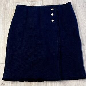 NWT Talbots Navy Tweed Pencil Skirt Size 12 Gold Button